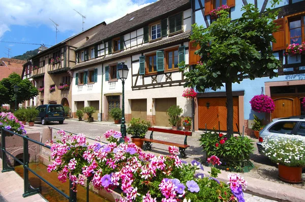 Alsas Yarı Keresteli Evler Ribeauville Alsace France — Stok fotoğraf