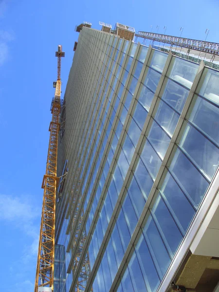 Vista Panorâmica Canteiro Obras Com Guindaste — Fotografia de Stock