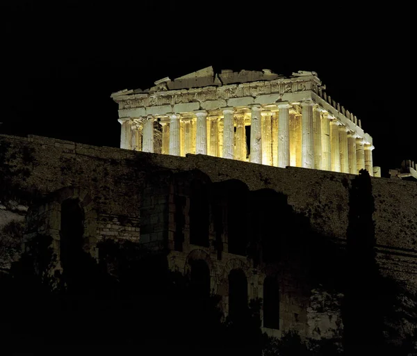 Parthenon Temple Athens Vista Sul — Fotografia de Stock