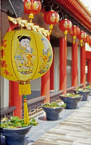 詳細Aufnahme Eines Chinesischen Reispapier Lampions Chinese Garden Singapore — ストック写真