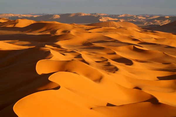 Ouan Kasa Sanddynerna Kvällsljuset Kanten Akakusbergen Libya Utsikt Från 200M — Stockfoto