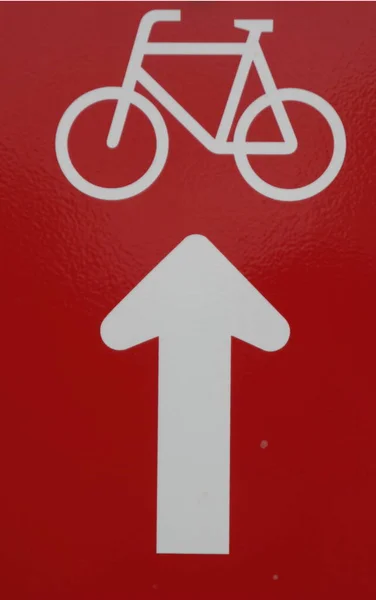 Fietsbord Rode Achtergrond — Stockfoto