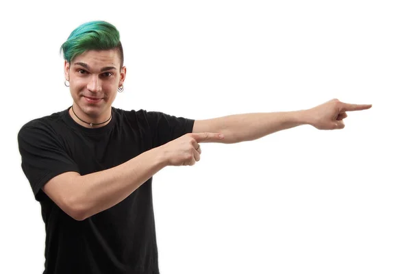 Portrait Young Man Dyed Hair White Background — Stock Photo, Image