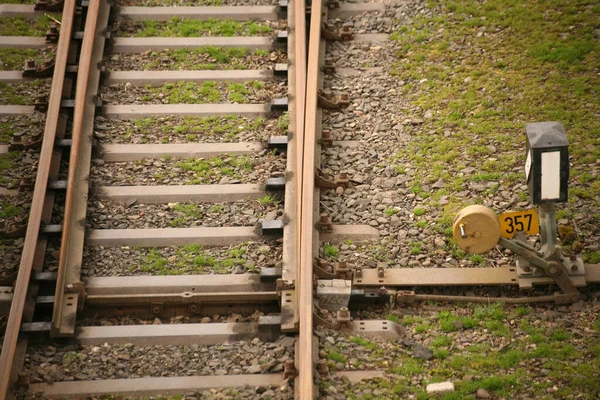 Järnvägsspår Med Överkorsning — Stockfoto