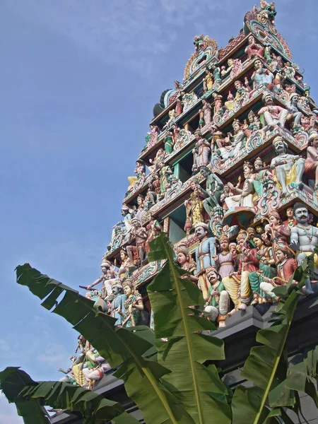 Dettaglio Del Tetto Del Tempio Hindu Singapore — Foto Stock