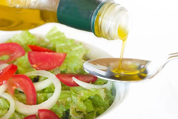 Nahaufnahme Von Leckeren Frischen Salat — Stockfoto