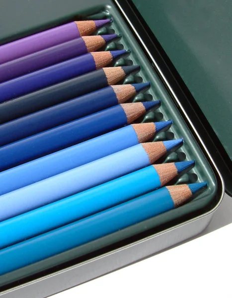 Crayons Couleur Rangée Sur Une Table Bois — Photo