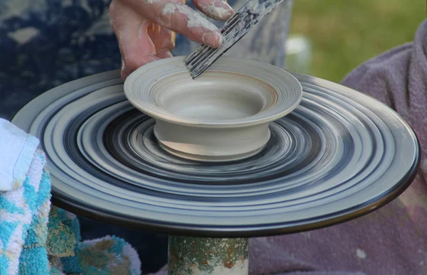 Centering Clay Potter Wheel Rotating — Stock Photo, Image