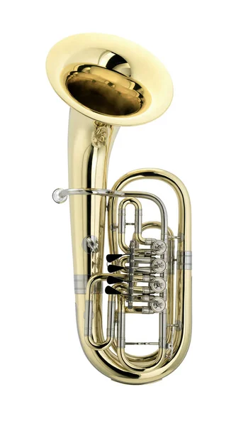 Gouden Trompet Geïsoleerd Witte Achtergrond — Stockfoto