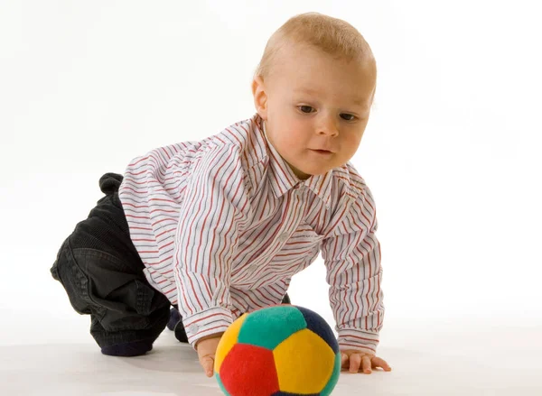 Cute Child Playing Plush Ball — Stock Photo, Image