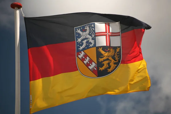 Zászló Német Állam Saarland — Stock Fotó