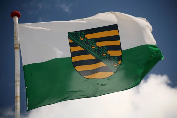 Zászló Német Állam Szászország — Stock Fotó