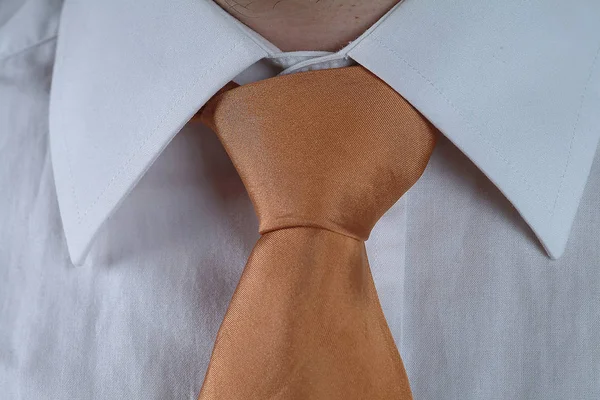 Close Man White Shirt Tie — Stock Photo, Image