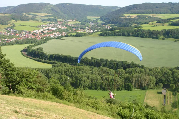 Start Paraglider Piloot Saale Valley — Stockfoto