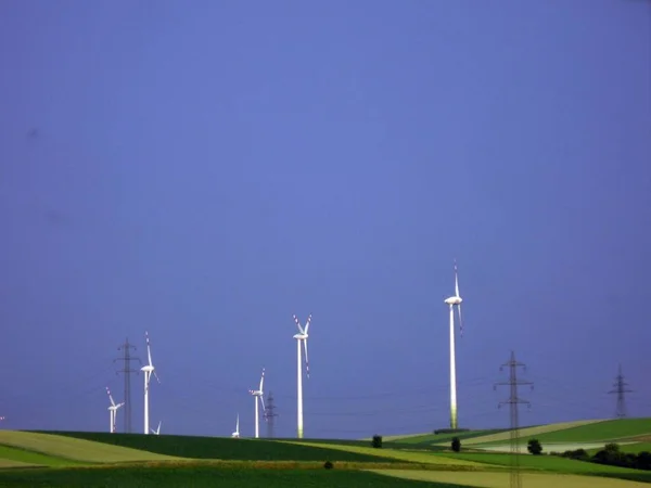 Větrné Turbíny Průmysl Obnovitelné Zdroje Energie — Stock fotografie