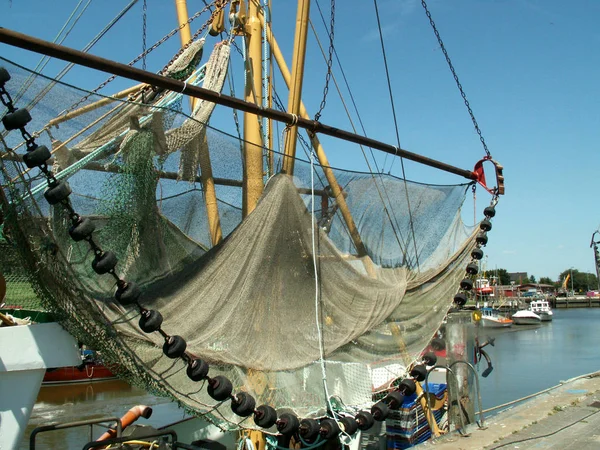 Starý Rybářský Člun Přístavu Barcelona — Stock fotografie