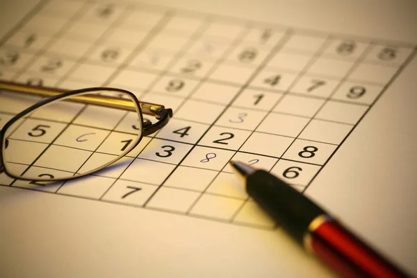 Sudoku Perem Brýlemi — Stock fotografie