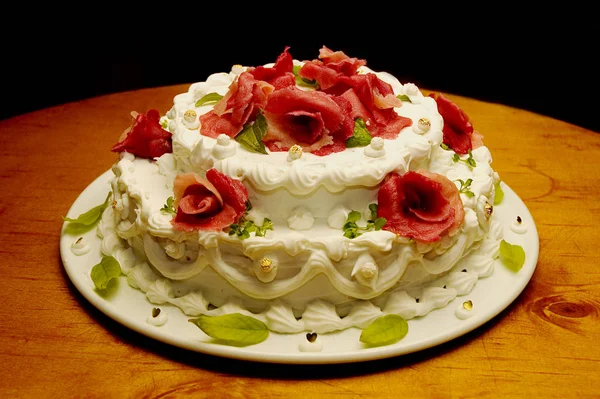 Sahne Leckeren Kuchen Mit Sahne — Stockfoto