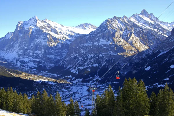 Grindelwald Wetterhorn 3692米 和Schreckhorn 4078年 Berner Alps Switzerland — 图库照片