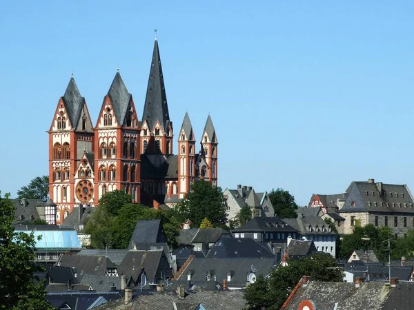 Şehrin Sembolü Olan Katedral Limburg Der Lahn Almanya Daki Bir — Stok fotoğraf