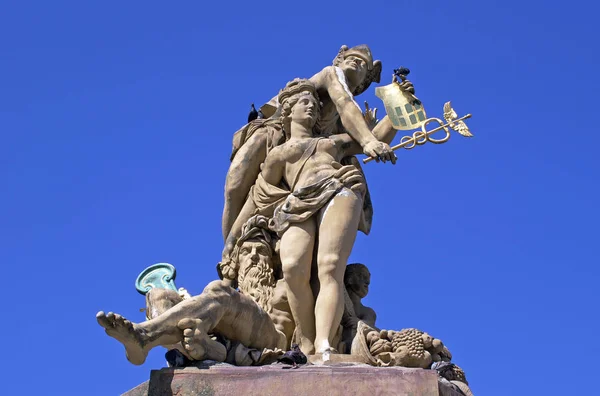 Monumento Mercado Mannheim Mercurio Diosa Patrona Pensó Originalmente Con Niños — Foto de Stock