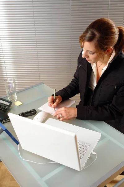 Businesswoman Working Laptop Office — Stock Photo, Image