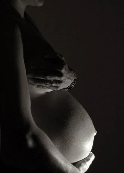 Черно Белое Фото Беременной Женщины — стоковое фото