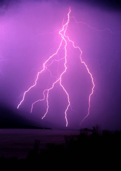 Céu Com Tempestade Relâmpago Mudança Climática — Fotografia de Stock