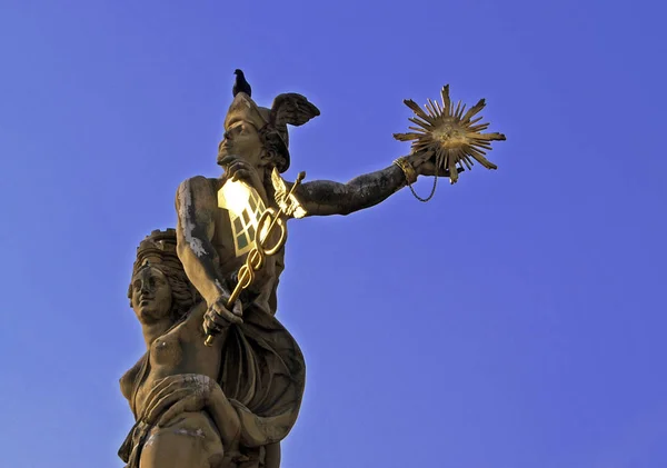Marketplace Monument Mannheim Mercury Patron Goddess Figurengruppe Peter Branden 1719 — Foto de Stock