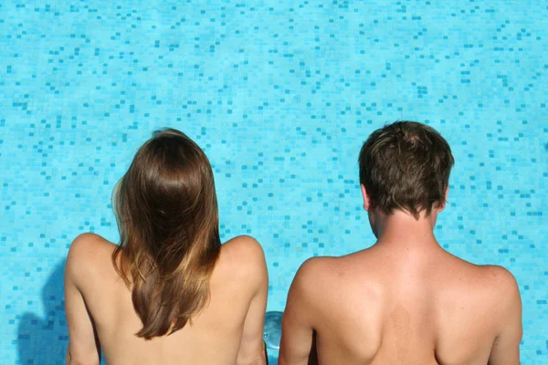 Back View Young Couple Love — Stock Photo, Image