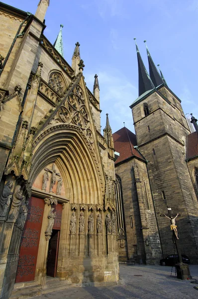 Erfurt Καθεδρικός Ναός Και Severin Εκκλησία Στην Erfurt Γερμανία — Φωτογραφία Αρχείου