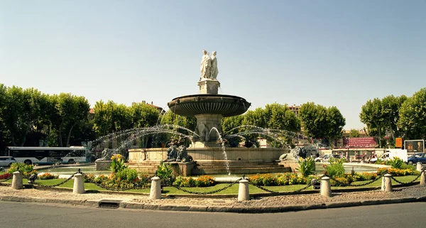 Large Rotonde Fountain Erected 1860 Crowned Three Statues Representing Justice — Stock Photo, Image