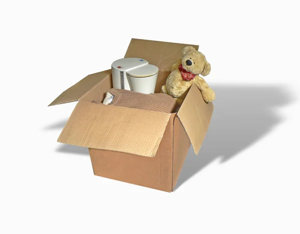 Caja Cartón Con Regalo — Foto de Stock