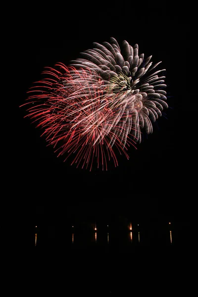 Explosivos Fuegos Artificiales Colores Cielo —  Fotos de Stock