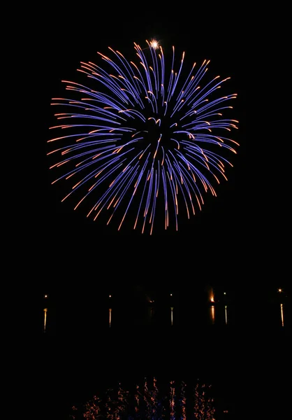 Explosivos Fuegos Artificiales Colores Cielo — Foto de Stock