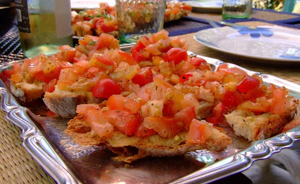 Przekąska Bruschetta Fast Food — Zdjęcie stockowe