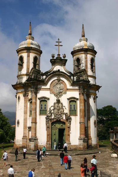 Barokowy Kościół Mieście Wydobycia Złota Ouro Preto Brazylia — Zdjęcie stockowe