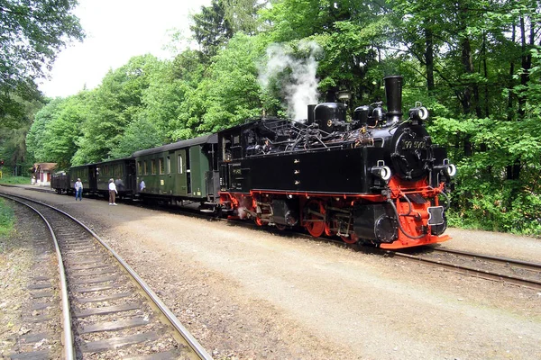 Gőzmozdony Nappal Szabadban — Stock Fotó