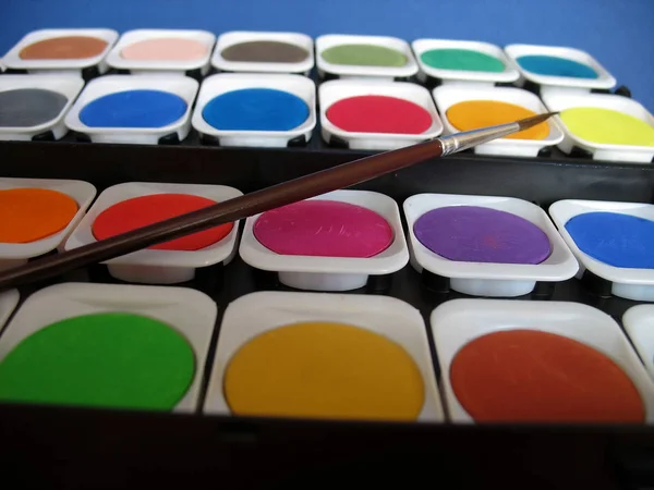 Acuarelas Caja Colores Arte — Foto de Stock