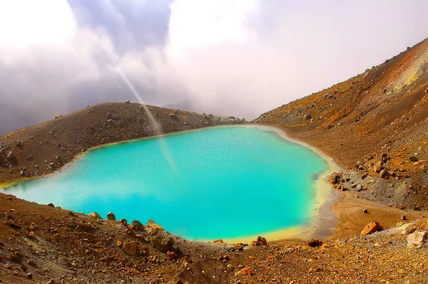 Smaragdsjöar Tongariro Korsning Nya Zeeland Ndetta Resultatet Endast Minuter Soliga — Stockfoto