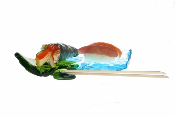 Sushi Comida Asiática Com Peixe — Fotografia de Stock