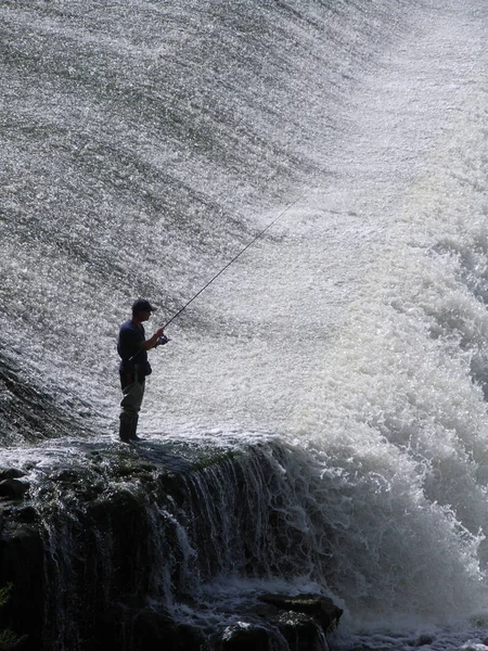 Vista Panorâmica Paisagem Majestosa Com Cachoeira — Fotografia de Stock