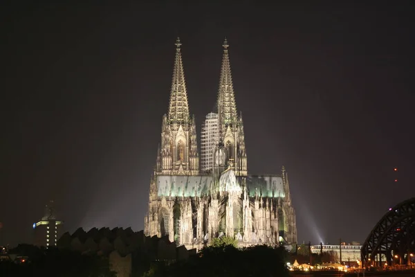 Cologne Καθεδρικός Ναός Νύχτα — Φωτογραφία Αρχείου