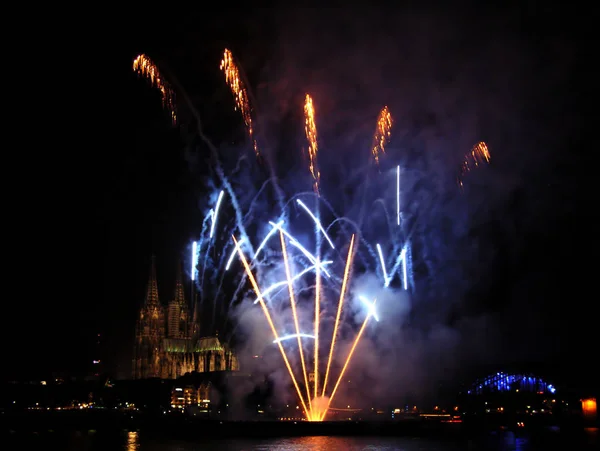 Fireworks Cologne Lights — Stock Photo, Image
