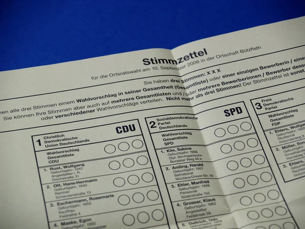 Karta Głosowania Podczas Wyborów Niemczech — Zdjęcie stockowe