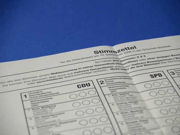 Ψηφοδέλτιο Κατά Τις Γερμανικές Εκλογές — Φωτογραφία Αρχείου