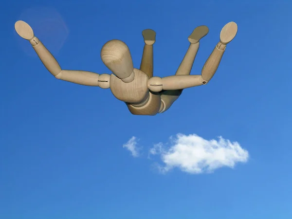 マネキンが空を飛び跳ねるという概念は — ストック写真