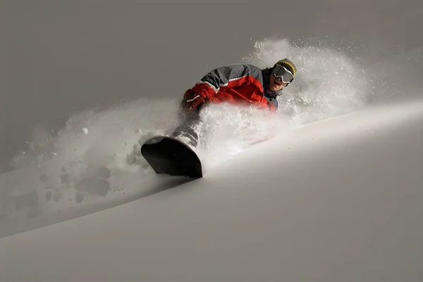 Homem Montando Snowboard Sol — Fotografia de Stock