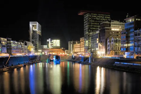 Medienhafen Düsseldorf Bei Nacht — Stockfoto