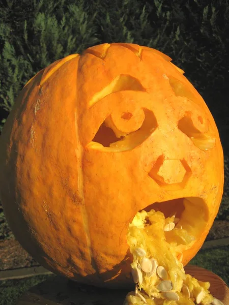 Halloween Citrouille Vomir Visage — Photo